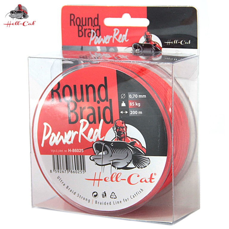 Hell-Cat Splétaná šňůra Round Braid Power Red 200m|0,50mm, 57,50kg