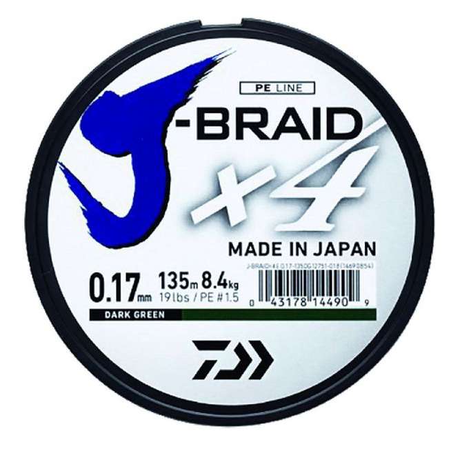 Daiwa pletená šąňůra J-Braid X4 - Dark Green průměr: 0,10mm/3,8kg