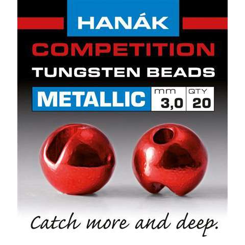 Hanák tungstenové hlavičky Metallic červené 20ks průměr: 2,5mm