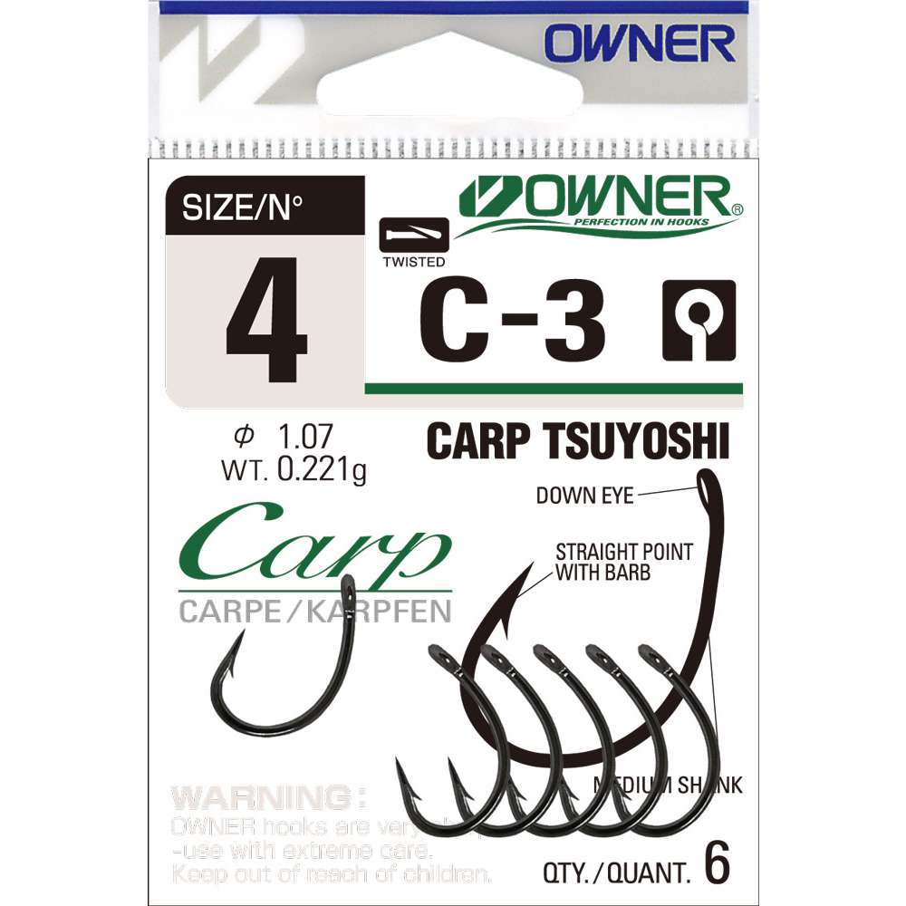 Rybářské háčky Owner s očkem C-3 Carp velikost: 4 - 6ks
