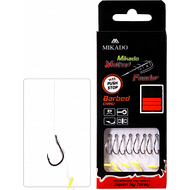 Mikado Návazec Mf S Push Stop Háček S Protihrotem Číslo 4 / Vlasec 0.28mm/10cm 8 Ks