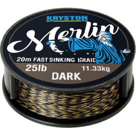 Kryston pletené šňůrky - Merlin fast sinking braid černý 15lb 20m