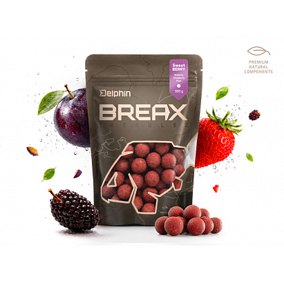 Boilies Delphin BreaX / SweetBERRY - Moruše-Jahoda-Švestka/16mm/300g