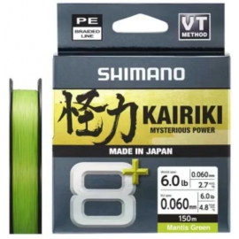 Shimano Pletená Šňůra Kairiki 8+ Mantis Green 150m 0.13mm 8.3kg