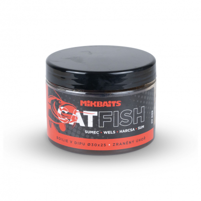 Catfish Boilie v dipu 500ml 30x25mm Zraněný úhoř