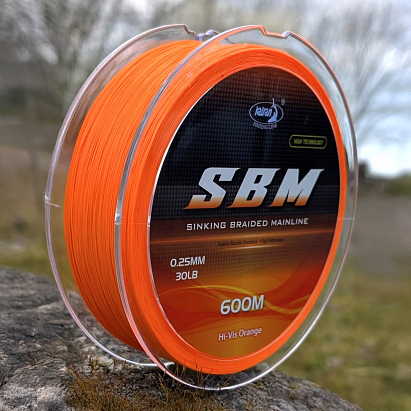 Katran Rychle Potápivá Luminizační Šňůra Sinking Braided Mainline SBM Orange 0,25 mm 600 m 30 b 13,6 kg