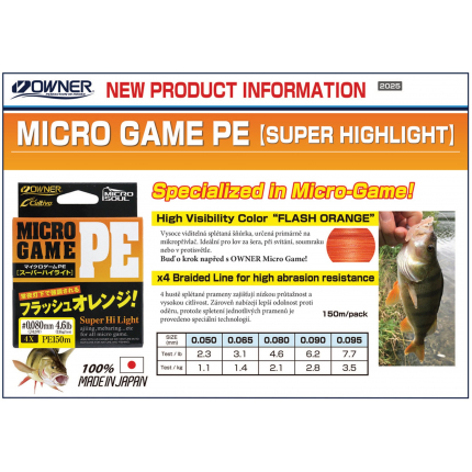 OWNER šňůra MICRO GAME PE 4X 150m/3,1lb