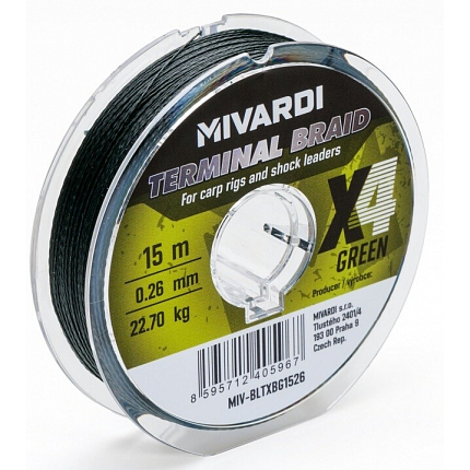 Mivardi Pletená Šňůra Terminal X4 Braid Green 15 m