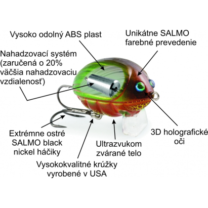 SALMO vobler Lil´Bug BG2 - 3cm barva GBG