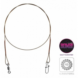 Delphin Ocelové Lanko Bomb S Obratlíkem a Karabinkou 49 Vláken 2 ks