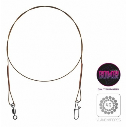 Delphin Ocelové Lanko Bomb S Obratlíkem a Karabinkou 49 Vláken 2 ks