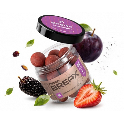 Delphin Vyvážené Boilies BreaX SweetBERRY Moruše Jahoda Švestka 100 g