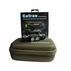 Katran Čelová Dobíjecí Svítilna Headlamp W/B 460 PRO - Double Click modrá a bílá LED + box + náhradní baterie zdarma NEW