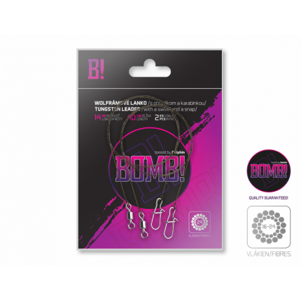 Delphin Wolfrámové Lanko BOMB! S Obratlíkem A Karainkou 2ks 20cm 7kg