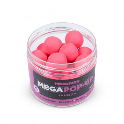 Mikbaits Mega fluo pop-up 300ml Jahoda 25mm