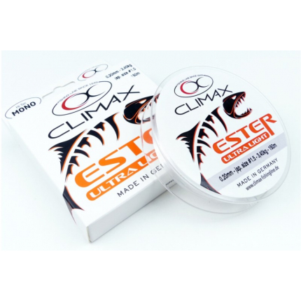 Přívlačový silon CLIMAX ESTER Japan Ultra Light transparent 150m Průměr: 0,125mm Nosnost: 1,45kg