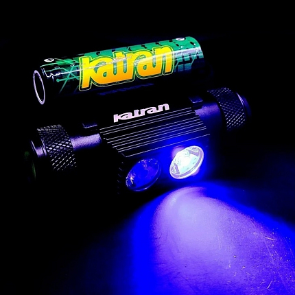 Katran Čelová Dobíjecí Svítilna Headlamp W/B 460 PRO - Double Click modrá a bílá LED + box + náhradní baterie zdarma NEW