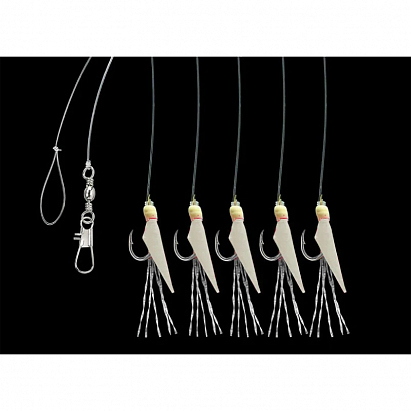 Aquantic návazec Real Skin Leader Rig 5 háčků velikost 14 délka 150cm natural