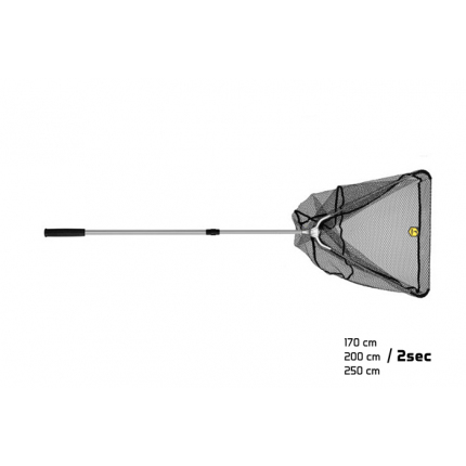 Delphin Podběrák Kovový Střed a Pogumovaná Síťka 70x70 250 cm