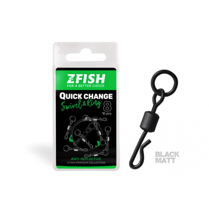 Zfish Obratlík s Kroužkem Quick Change Swivel With Ring Black Matt Vel 8
