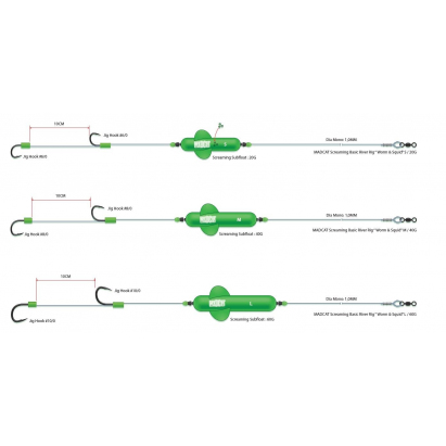 MadCat Návazec Screaming Basic River Rigs Worm And Squid 160 cm