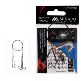 Mikado Ocelové Lanko Bal.2ks Zbrojené Trojháčkem 40cm/10kg Hnědá 2 Ks