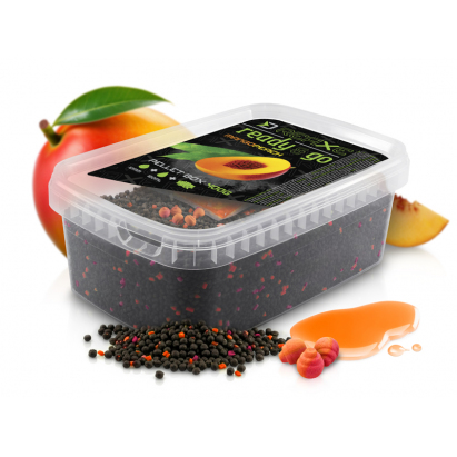 Delphin Pelety Reaxe Ready&Go Pellet Box + Booster a Nástrahy Mango-Broskev 400 g