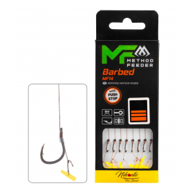 Mikado Návazec Mf Mf14 S Push Stop Háček S Protihrotem 4 / Pletená Šňůra: 0.18mm/10cm 8 Ks