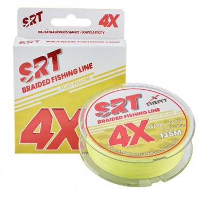 Sert splétaná šnůra 4X SRT Fluo Yellow 135M|0,14mm/8,18kg Sert splétaná šnůra 4X SRT Fluo Yellow 135M|0,14mm/8,18kg