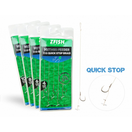 Zfish Návazec Method Feeder Rig Quick Stop Braid 10 cm 5 ks