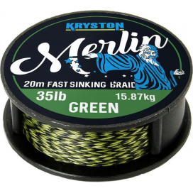 Kryston pletené šňůrky - Merlin fast sinking braid zelený 35lb 20m Kryston pletené šňůrky - Merlin fast sinking braid zelený 35lb 20m