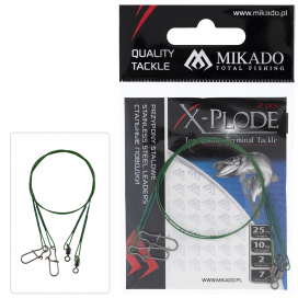 Mikado Ocelové Lanko S Obratlíkem Kulovým (fs) 35cm/15kg Zelený 2 Ks