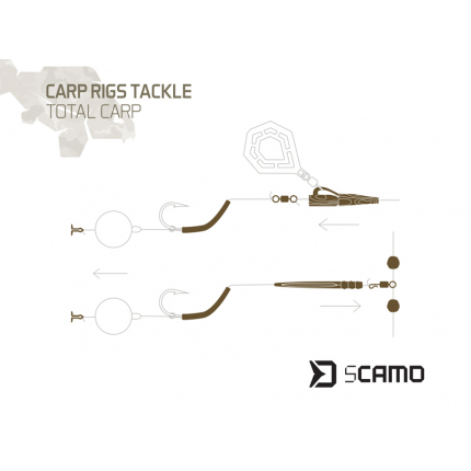 Delphin Set Kaprařských Montáží sCAMO Total CARP Závěsky a Převleky a Obratlíky a Zarážky 10 Setů