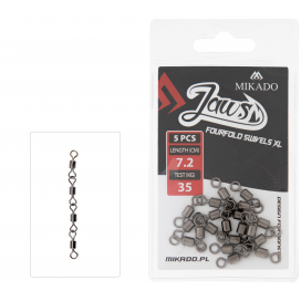 Mikado Obratlík Jaws Fourfold Swivels Xl 35kg 5 Ks Mikado Obratlík Jaws Fourfold Swivels Xl 35kg 5 Ks