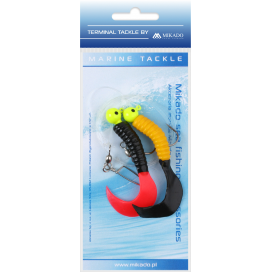 Mikado Mořský Návazec Pilk Twist Jighead Rig 7.5cm2x6g Žlutý/červený/černý 1 Ks