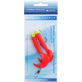 Mikado Mořský Návazec Pilk Twist Jighead Rig 7.5cm2x3g Červený 1 Ks