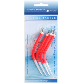 Mikado Mořský Návazec Gummi Makk Rig Háček 4x2/0 Červený 1 Ks