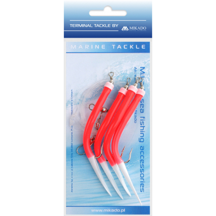 Mikado Mořský Návazec Gummi Makk Rig Háček 4x2/0 Červený 1 Ks