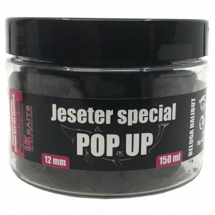 LK Baits Pelety Jeseter Special  Pop UP Beluga Halibut 12mm 150ml