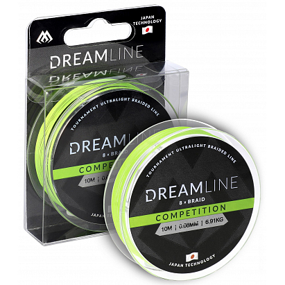 Mikado Pletená Šňůra Dreamline Competition 0.10mm/8.73kg/10m Fluo Zelená 1 Cívka Mikado Pletená Šňůra Dreamline Competition 0.10mm/8.73kg/10m Fluo Zelená 1 Cívka