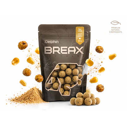 Boilies Delphin BreaX / NutCAKE - Tygří ořech-Scopex-Sladká kukuřice/24mm/300g