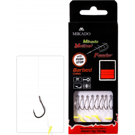 Mikado Návazec Mf S Push Stop Háček S Protihrotem Číslo 8 / Vlasec 0.25mm/10cm 8 Ks