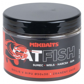 Mikbaits Catfish Boilie v dipu Zraněný úhoř  500ml 50x30mm