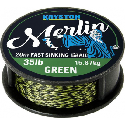 Kryston pletené šňůrky - Merlin fast sinking braid zelený 15lb 20m Kryston pletené šňůrky - Merlin fast sinking braid zelený 15lb 20m