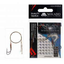 Mikado Ocelové Lanko Zbrojené Háčkem S Obratlíku 30cm/10kg Hnědá 2 Ks