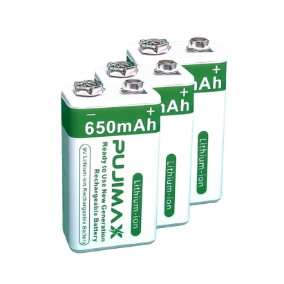 nabíjecí Lith. baterie 9V/650mAh (1000 cyklů) 3ks nabíjecí Lith. baterie 9V/650mAh (1000 cyklů) 3ks