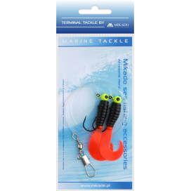 Mikado Mořský Návazec Pilk Twist Jighead Rig 7.5cm2x3g Černý Červený 1 Ks