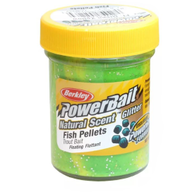 Berkley Těsto PowerBait Natural Glitter Trout Bait  Fish Pellet Fluo Green Yellow 50g