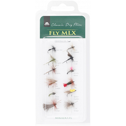 Mikado Sada Umělé Mouchy Dry Flies Barbless  1 Ks