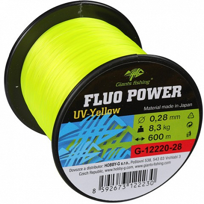 Giants fishing Vlasec Fluo Power UV-Yellow 600m Giants fishing Vlasec Fluo Power UV-Yellow 600m